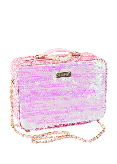 Girabrilla Açık Pembe Işıltılı Kız Çocuk Makyaj Çantası