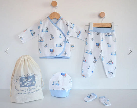 Yenidoğan Bebek Hastane Çıkış Seti 4 Parça - Bébé Lapin