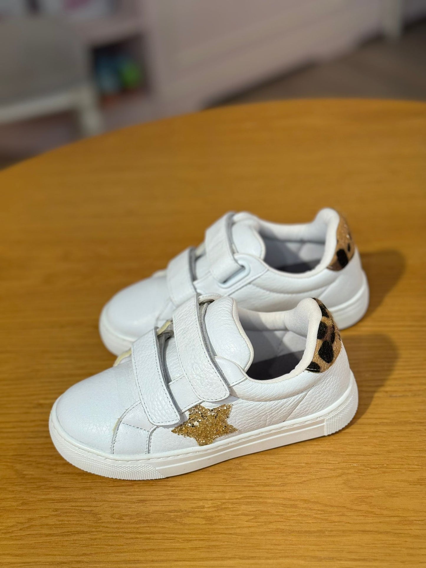 Merli&Rose Star Deri Sneaker | Beyaz Leopar