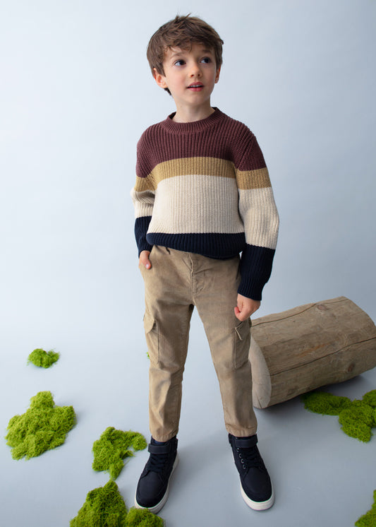 Mayoral Kazak Bordo Krem Renkli Çizgili