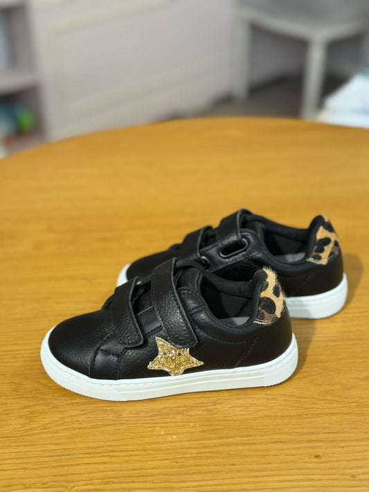 Merli&Rose Star Deri Sneaker | Siyah Leopar