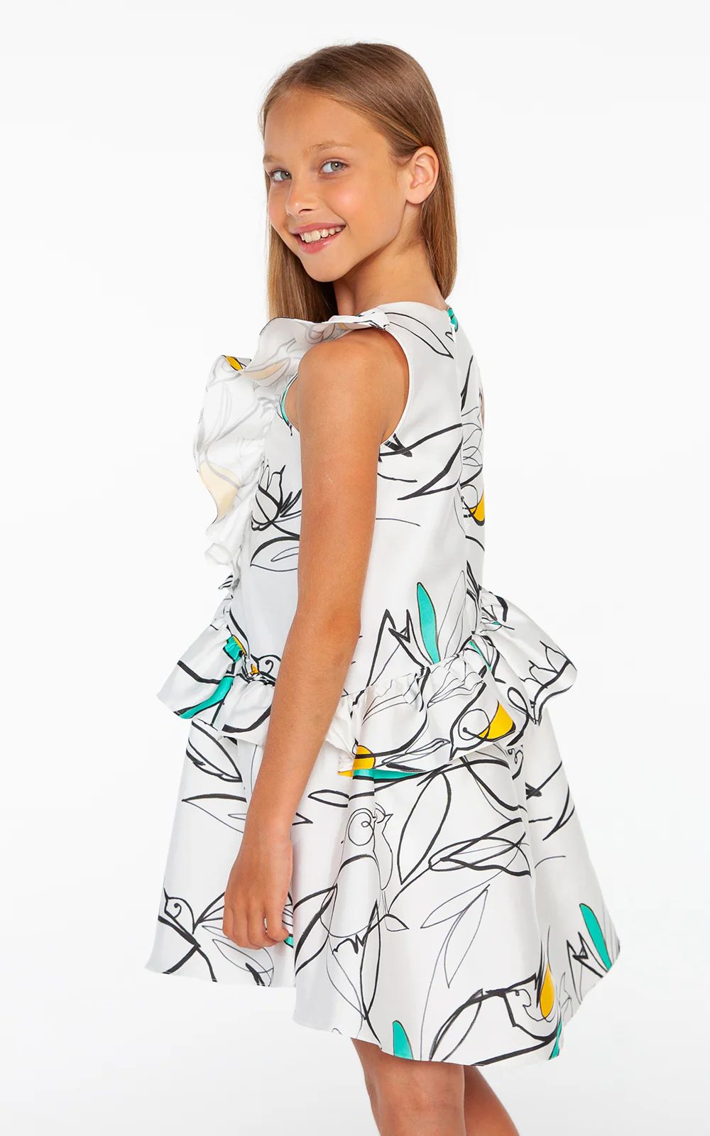 SheShe Beyaz Desenli Elbise