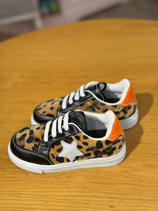 Merli&Rose Star Deri Sneaker | Leopar Turuncu