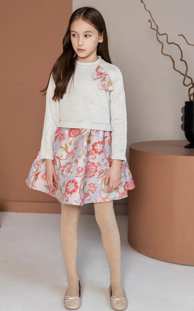 SheShe Pembe Jakar Gül Desenli Elbise