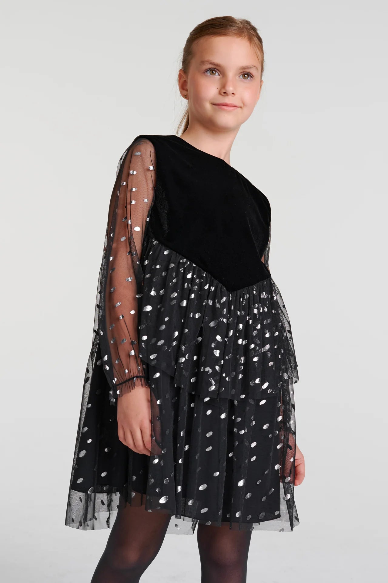 SheShe Kadife Şifon Karışımı Parti Elbisesi