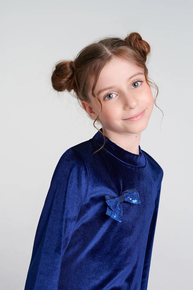 SheShe Lacivert Kadife Tafta Elbise