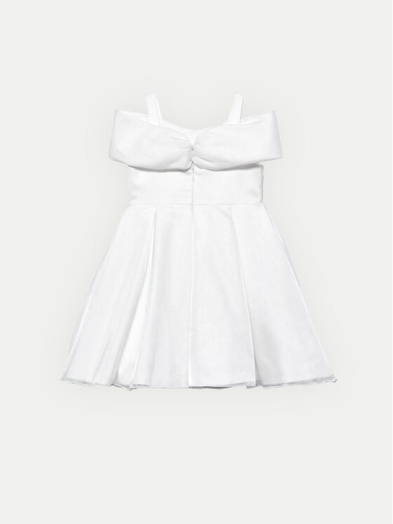 Abel&Lula Beyaz Organze Fiyonklu Abiye Elbise