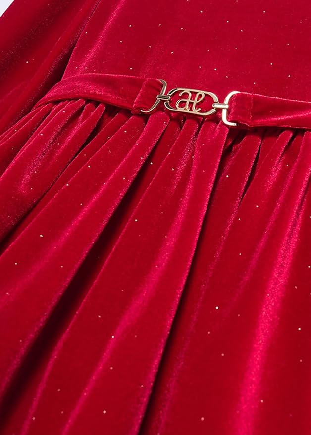 Abel&Lula Kız Çocuk Kırmızı Kadife Elbise