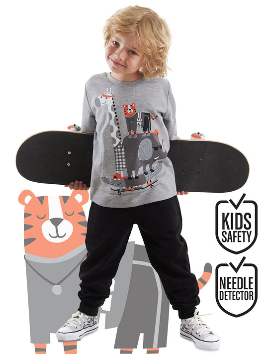 Denokids Animals Team Erkek Çocuk T-shirt Eşofman Altı Takım