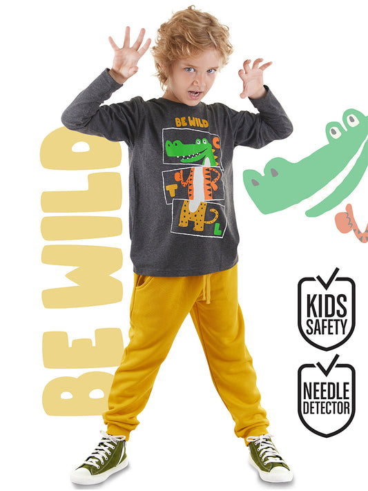 Denokids Be Wild Erkek Çocuk T-shirt Eşofman Altı Takım