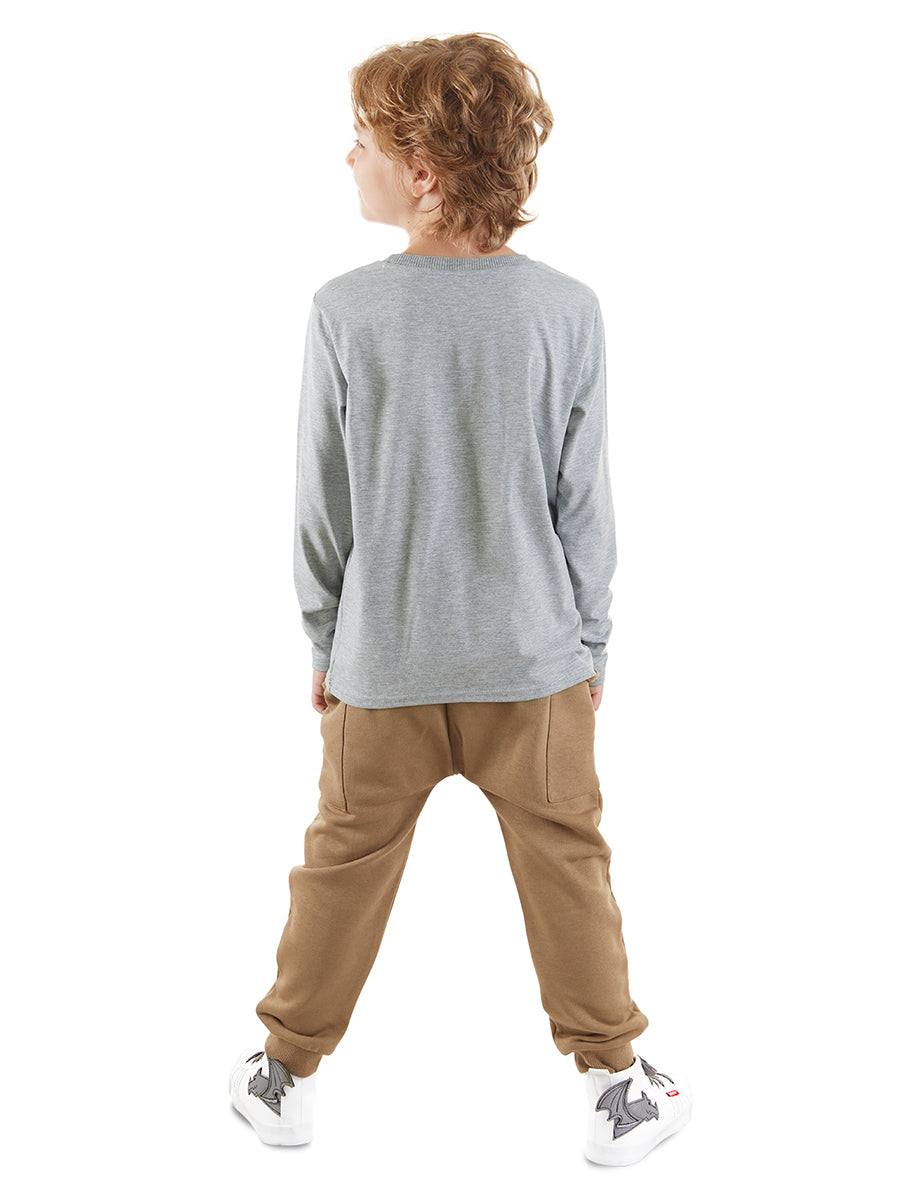 Denokids Cepte Kaplan Erkek Çocuk T-shirt Eşofman Altı Takım