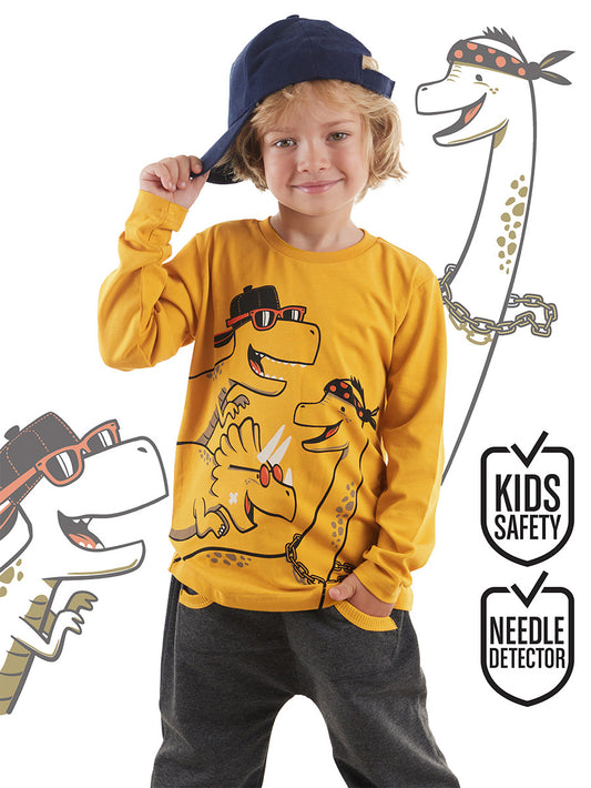 Denokids Cool Dinolar Erkek Çocuk T-shirt Eşofman Altı Takım