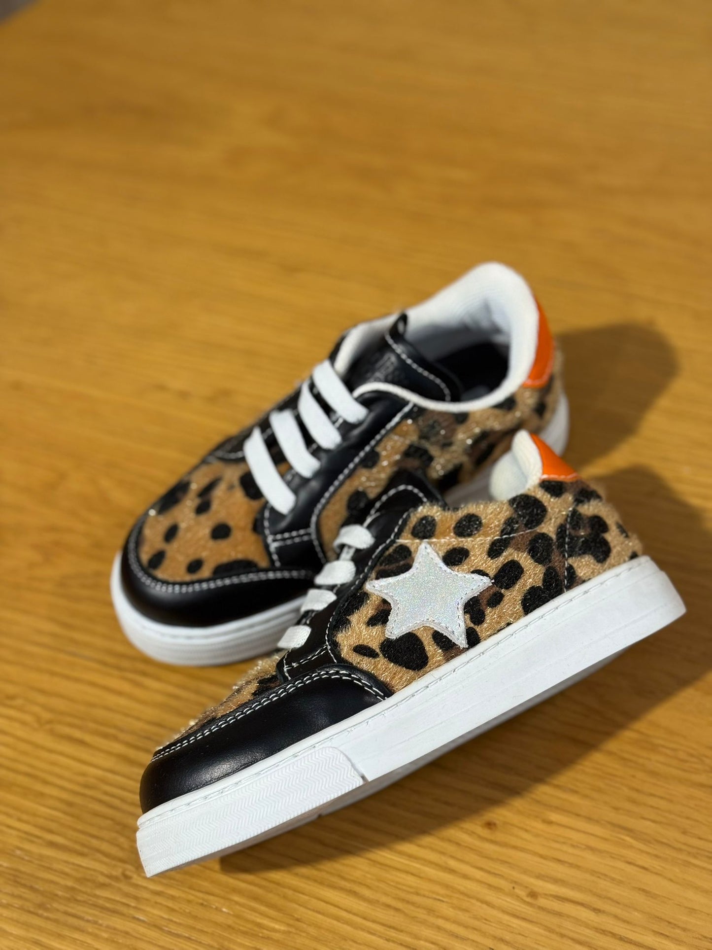 Merli&Rose Star Deri Sneaker | Leopar Turuncu