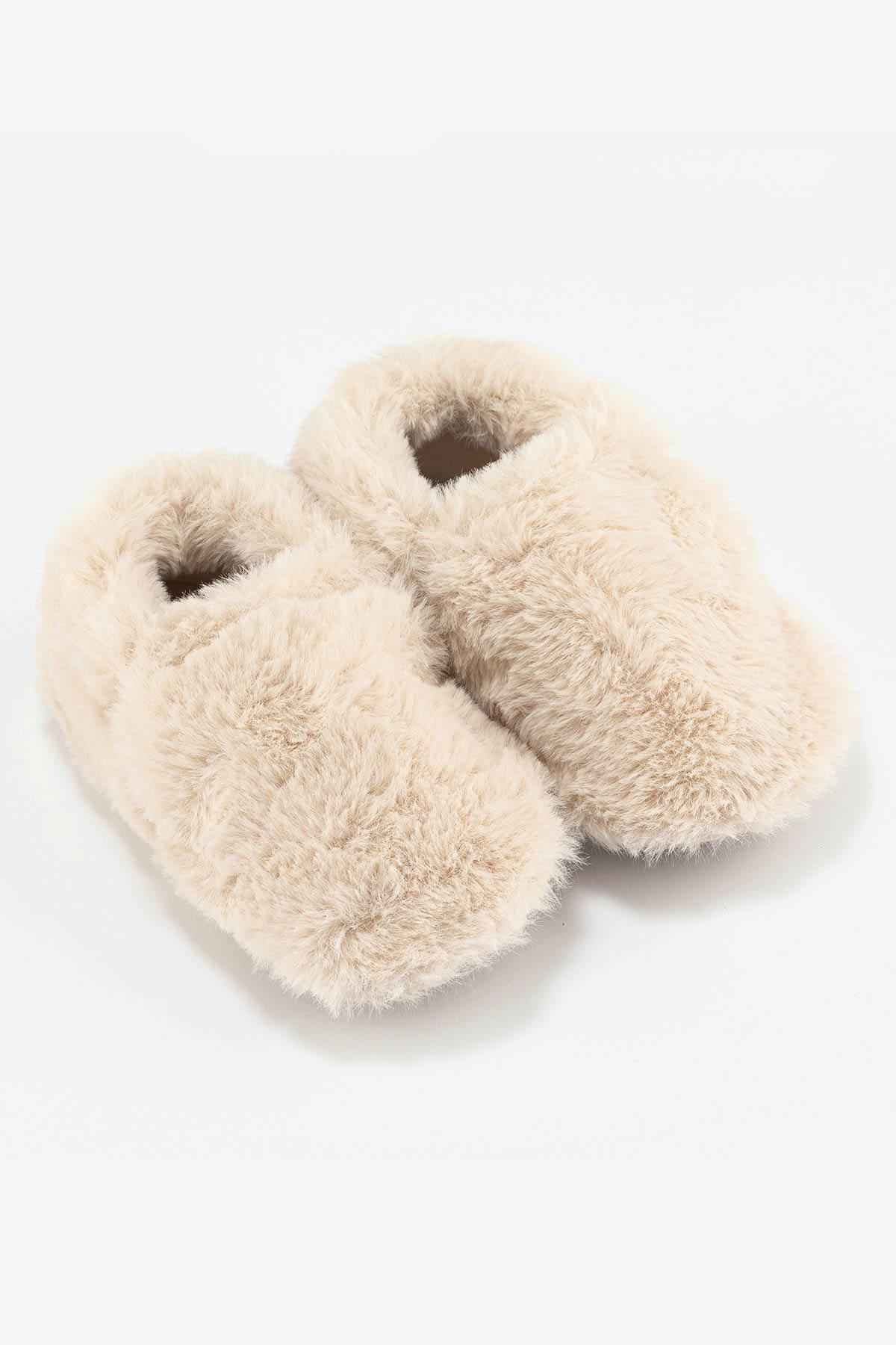 Hopfrög Furry Furry Kırık Beyaz Kürk Barefoot Patik