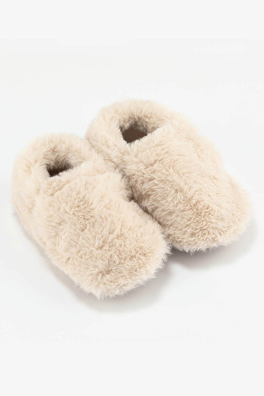 Hopfrög Furry Furry Kırık Beyaz Kürk Barefoot Patik