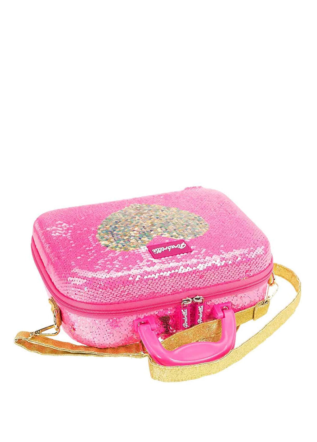 Girabrilla Işıltılı Pembe Payetli Kız Çocuk Makyaj Çantası