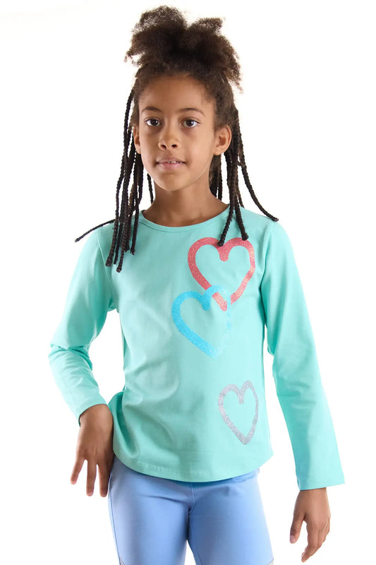 Colorinas Sim Baskılı Uzun Kol Tshirt Mavi