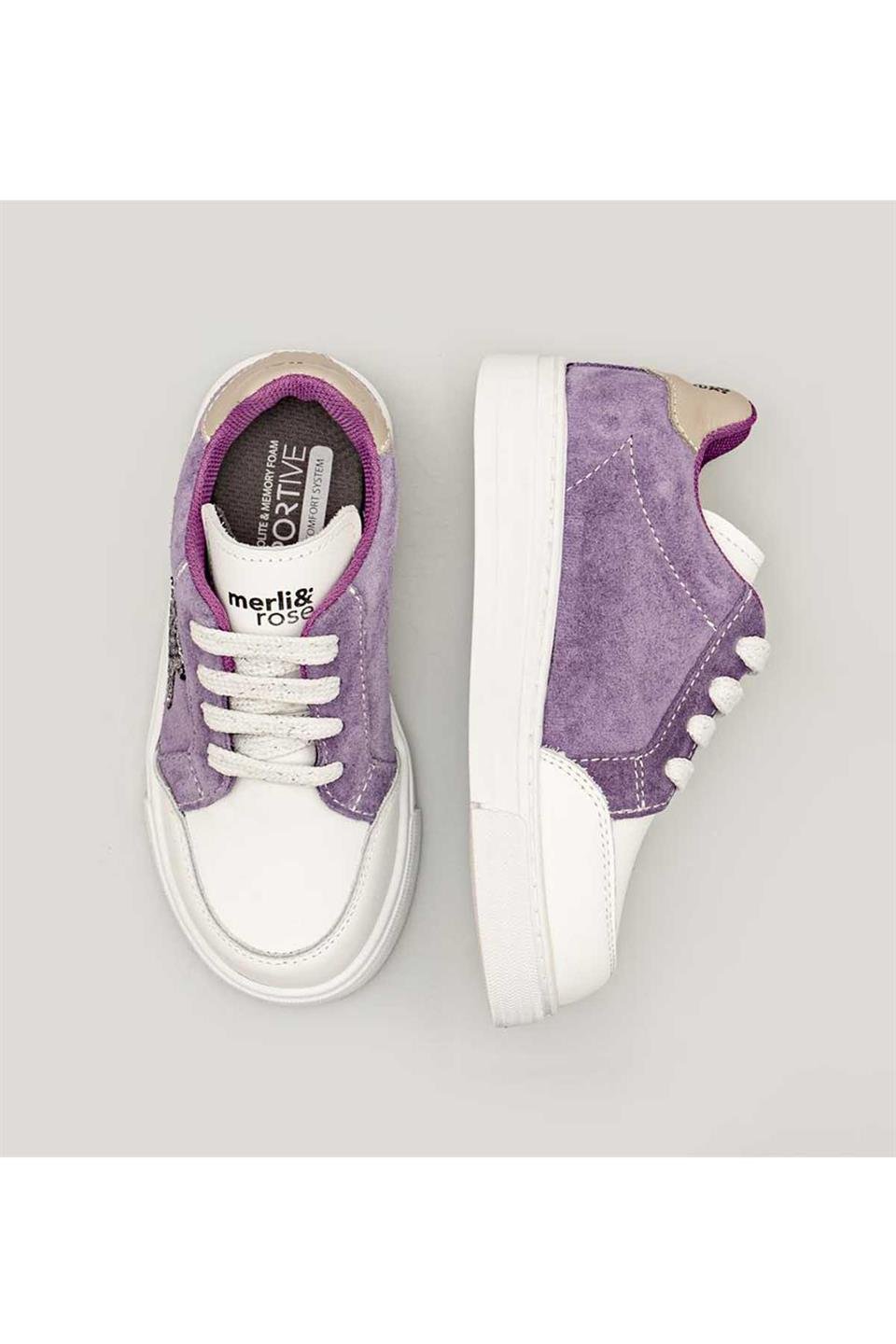 Merli&Rose Star Çocuk Sneaker | Lila-Gri-Silver