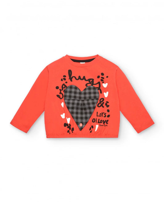 Tuc Tuc Kız Çocuk Big Hug Kalpli Bluz-Kırmız