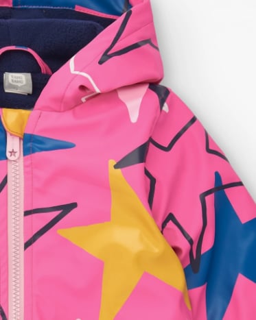 Tuc tuc Kız Çocuk Kışlık Kapüşonlu Yağmurluk Yıldızlı Fuşya 11379897